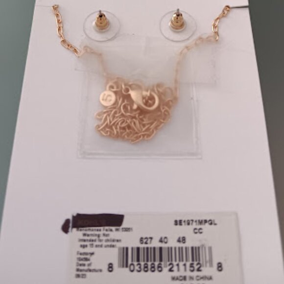 LC LAUREN CONRAD 2pc SET Gold Mother of Pearl 'K' Initial Necklace/Stud Earrings - Picture 4 of 4
